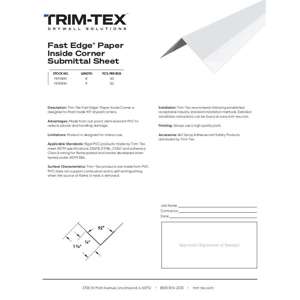 Preview of Fast Edge Paper Inside Corner Submittal Sheet